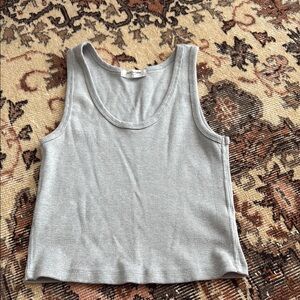 Perfectwhitetee Gray Fitted Crop Tank Top